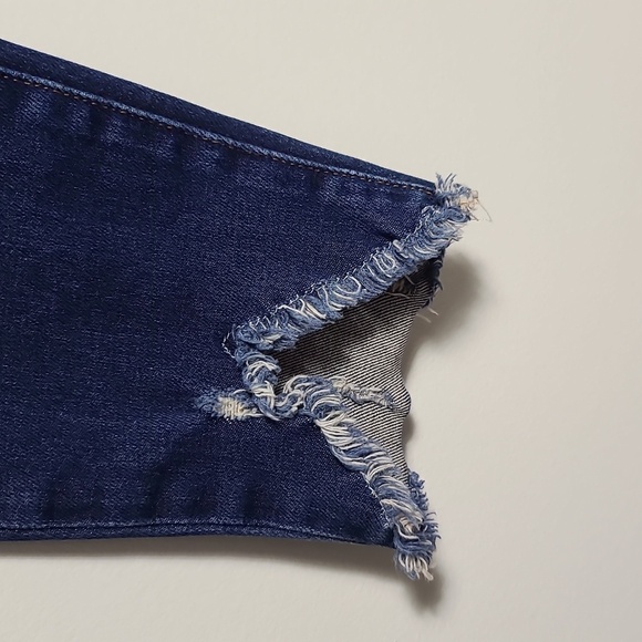 FRAME Le Skinny De Jean Blue Skinny Jeans with Distressed Raw Hem Size 28 - Picture 11 of 16